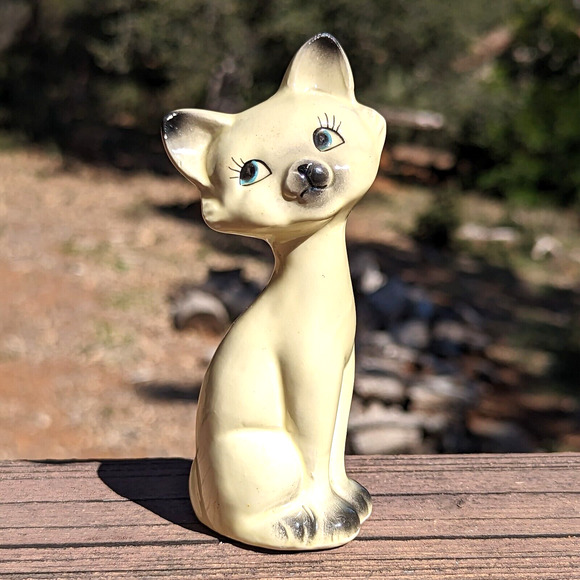 Small Mid Century Siamese Cat Figurine Anthropomorphic Hand Painted - Picture 3 of 12